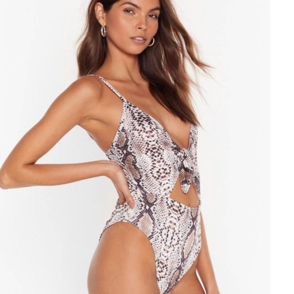NWT Nasty Gal Snake Your Own Luck Tie Bodysuit